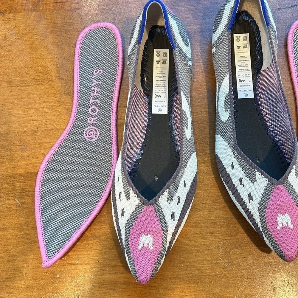 Retired Rothy’s The Point Flat Pink Moroccan women’s size 8 new without box - Picture 7 of 10
